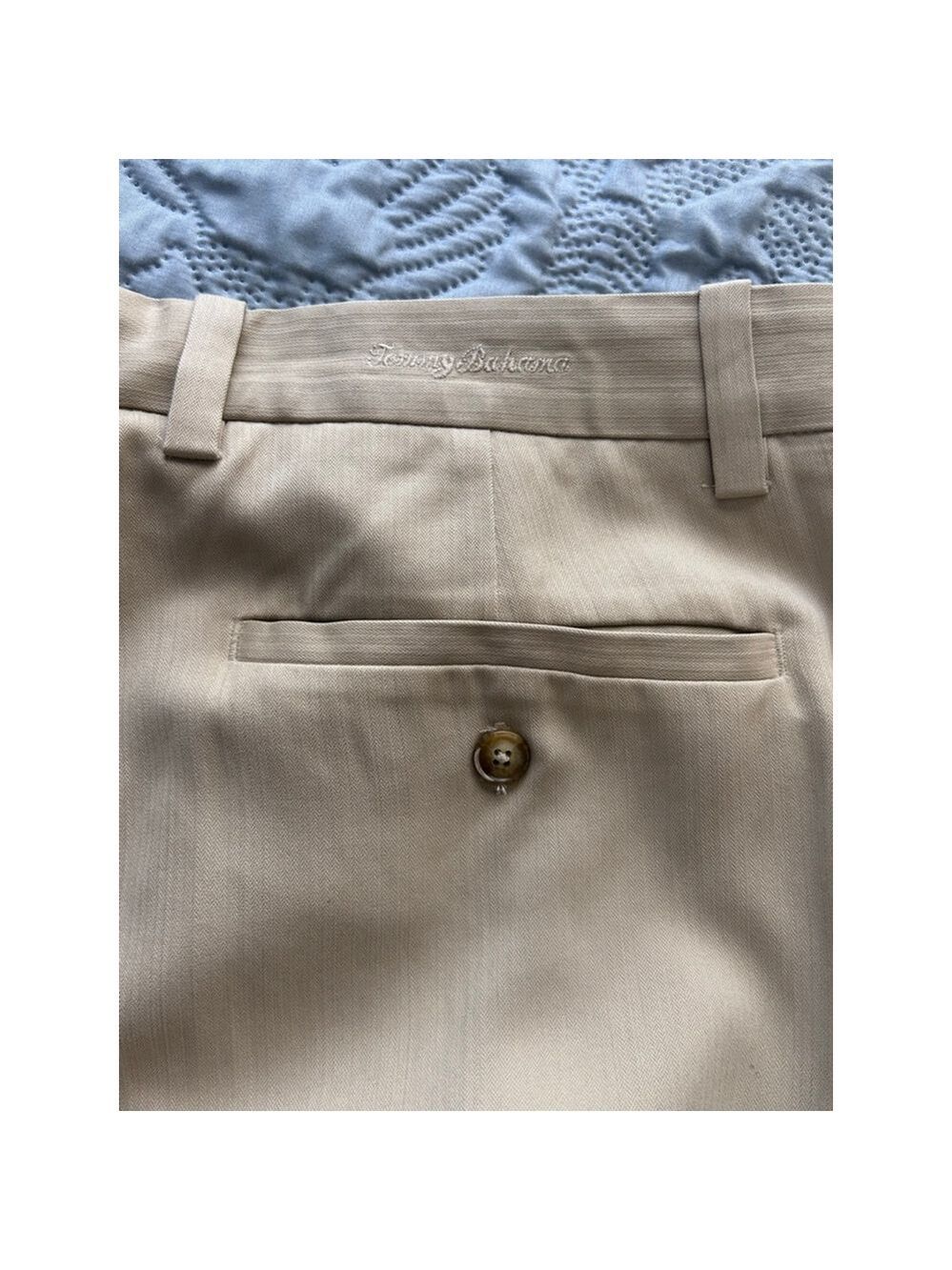 Tommy Bahama 100% Silk Pleated Dress Pants Beige 36 Herringbone - Picture 6 of 10